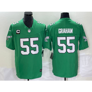 Nike Eagles 55 Brandon Graham Green 2023 F.U.S.E Vapor Limited Men Jersey with C patch
