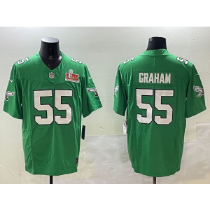 Nike Eagles 55 Brandon Graham Kelly Green 2025 Super Bowl LIX F.U.S.E. Vapor Limited Men Jersey