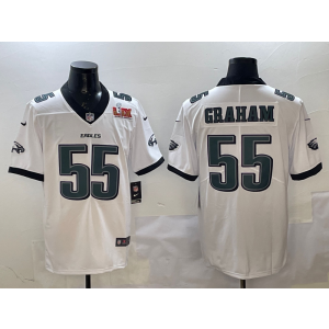 Nike Eagles 55 Brandon Graham White 2025 Super Bowl LIX Vapor Limited Men Jersey