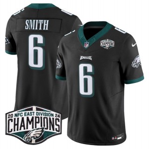 Nike Eagles 6 DeVonta Smith Black 2024 NFC East Champions F.U.S.E. Vapor Limited Men Jersey