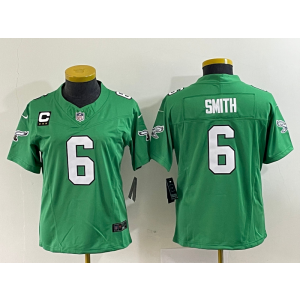 Nike Eagles 6 DeVonta Smith Green 2023 New Neck Vapor Limited Women Jersey with C patch
