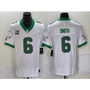 Nike Eagles 6 DeVonta Smith White 2023 F.U.S.E Vapor Limited Men Jersey with C patch