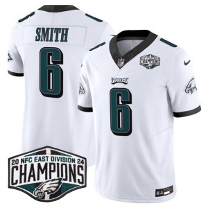 Nike Eagles 6 DeVonta Smith White 2024 NFC East Champions F.U.S.E. Vapor Limited Men Jersey