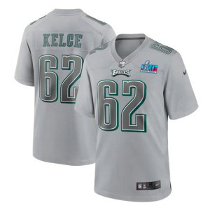 Nike Eagles 62 Jason Kelce Gray 2023 Super Bowl LVII Vapor Limited Men Jersey