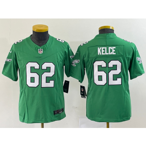 Nike Eagles 62 Jason Kelce Green 2023 New Neck Vapor Limited Youth Jersey