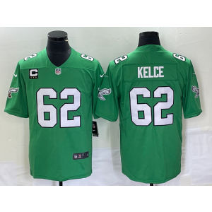 Nike Eagles 62 Jason Kelce Green Vapor Limited Men Jersey with C Patch