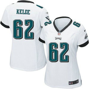 Nike Eagles 62 Jason Kelce White Women Stitched NFL New Jersey