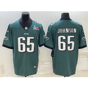 Nike Eagles 65 Lane Johnson Green 2023 Super Bowl LVII Vapor Limited Men Jersey