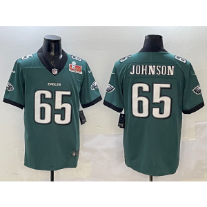 Nike Eagles 65 Lane Johnson Green 2025 Super Bowl LIX Vapor Limited Men Jersey