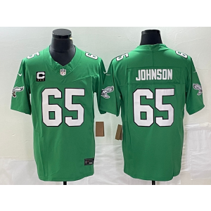 Nike Eagles 65 Lane Johnson Kelly Green 2023 F.U.S.E Vapor Limited Men Jersey with C patch