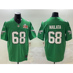 Nike Eagles 68 Jordan Mailata Kelly Green 2025 Super Bowl LIX F.U.S.E. Vapor Limited Men Jersey