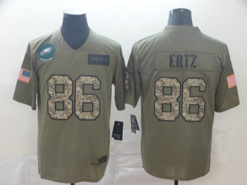 Nike Eagles 86 Zach Ertz 2019 Olive Camo Salute To Service Limited Jersey