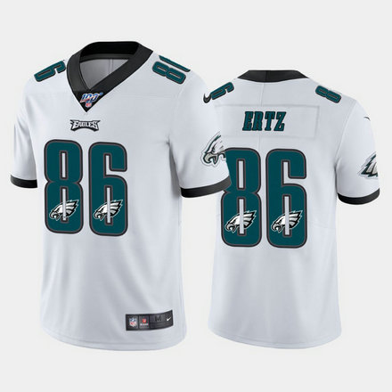 Nike Eagles 86 Zach Ertz White Number Logo Team 100th Season Vapor Untouchable Limited Jersey