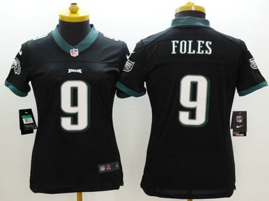 Nike Eagles 9 Foles Black Women Limited Jerseys