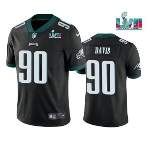 Nike Eagles 90 Jordan Davis Black 2023 Super Bowl LVII Vapor Limited Men Jersey