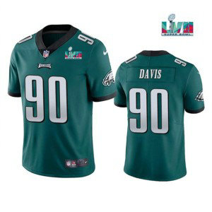 Nike Eagles 90 Jordan Davis Green 2023 Super Bowl LVII Vapor Limited Men Jersey