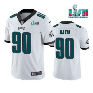 Nike Eagles 90 Jordan Davis White 2023 Super Bowl LVII Vapor Limited Men Jersey