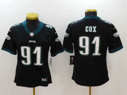 Nike Eagles 91 Fletcher Cox Black Women Vapor Untouchable Player Limited Jersey