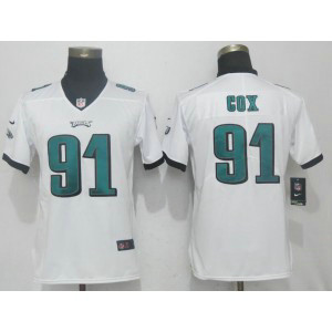 Nike Eagles 91 Fletcher Cox White Vapor Untouchable Limited Women Jersey