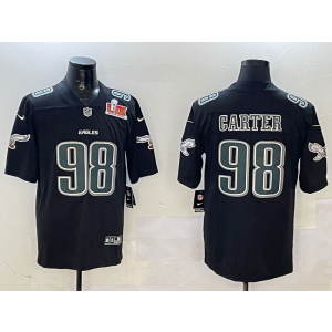 Nike Eagles 98 Carter Black 2025 Super Bowl LIX F.U.S.E. Vapor Limited Men Jersey