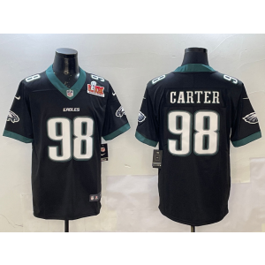 Nike Eagles 98 Carter Black 2025 Super Bowl LIX Vapor Limited Men Jersey