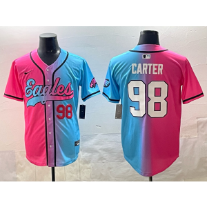 Nike Eagles 98 Carter Blue Pink Baseball Vapor Limited Men Jersey