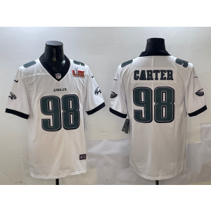 Nike Eagles 98 Carter White 2025 Super Bowl LIX Vapor Limited Men Jersey