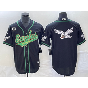 Nike Eagles Blank Black Baseball Logo Vapor Limited Men Jersey with C patch