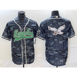 Nike Eagles Blank Black Camo Baseball Logo Vapor Limited Men Jersey