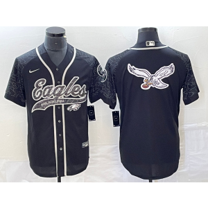 Nike Eagles Blank Black Reflectiv Baseball Logo Vapor Limited Men Jersey