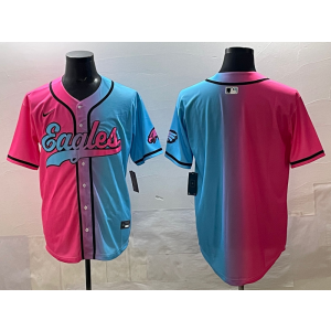 Nike Eagles Blank Blue Pink Baseball Vapor Limited Men Jersey