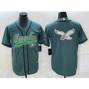 Nike Eagles Blank Green Baseball Logo Vapor Limited Men Jersey