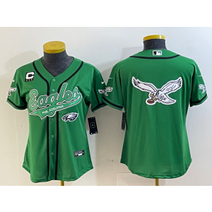 Nike Eagles Blank Green Baseball Logo Vapor Limited Women Jersey with c patch