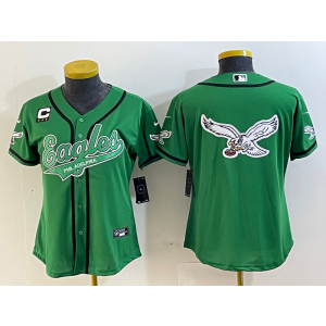 Nike Eagles Blank Green Baseball Logo Vapor Limited Youth Jersey with C patch