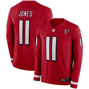 Nike Faclons #11 Julio Jones Red Therma Long Sleeve Jersey