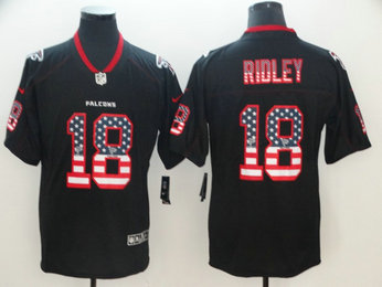 Nike Falcons #18 Calvin Ridley Black USA Flag Fashion Limited Jersey