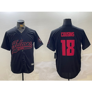Nike Falcons 18 Kirk Cousins Black Red Vapor Baseball Limited Men Jersey
