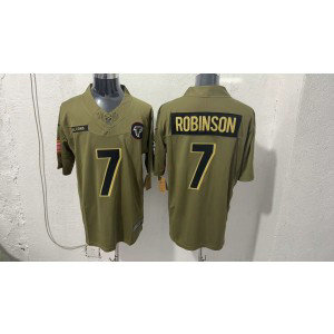 Nike Falcons 7 Bijan Robinson Olive 2025 Salute to Service F.U.S.E. Vapor Limited Men Jersey