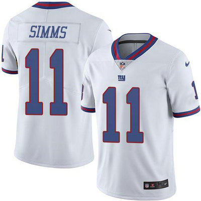 Nike Giants #11 Phil Simms White Men's Stitched NFL Limited Rush Jersey