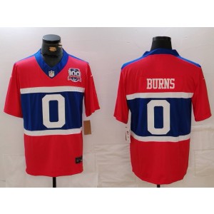 Nike Giants 0 Burns Red 2024 F.U.S.E. Vapor Limited Men Jersey with 100th patch