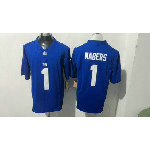 Nike Giants 1 Malik Nabers Blue F.U.S.E. Vapor Limited Men Jersey