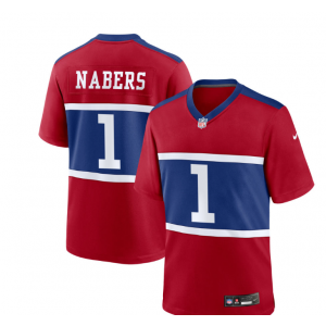 Nike Giants 1 Malik Nabers Red F.U.S.E. Vapor Limited Men Jersey