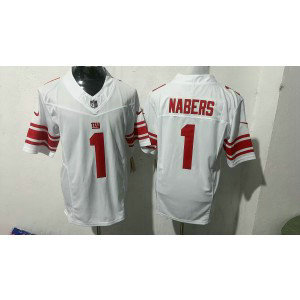 Nike Giants 1 Malik Nabers White F.U.S.E. Vapor Limited Men Jersey