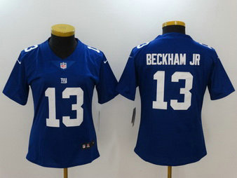 Nike Giants 13 Odell Beckham Jr Blue Vapor Untouchable Women Limited Jersey