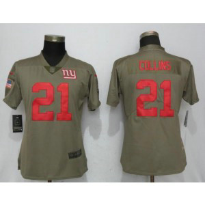 Nike Giants 21 Landon Collins Olive 2017 Salute To Service Limited Women Jersey
