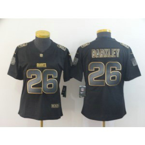 Nike Giants 26 Saquon Barkley Black Gold Vapor Limited Women Jersey
