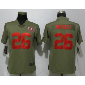 Nike Giants 26 Saquon Barkley Olive 2017 Salute To Service Limited Women Jersey