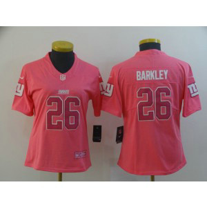 Nike Giants 26 Saquon Barkley Pink Women Jersey