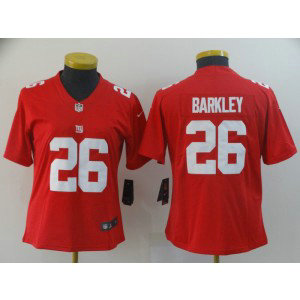 Nike Giants 26 Saquon Barkley Red Inverted Legend Limited Women Jersey