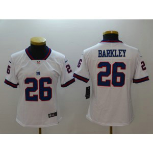 Nike Giants 26 Saquon Barkley White Color Rush Limited Women Jersey